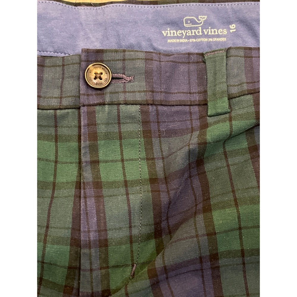 Vineyard Vines Boys Size 16 Black Watch Plaid Chino Pants Adjustable Waist